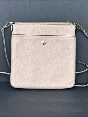 Kate Spade Polly Small Swing Pack Neutral Pink Pebbled Leather Crossbody Bag.
